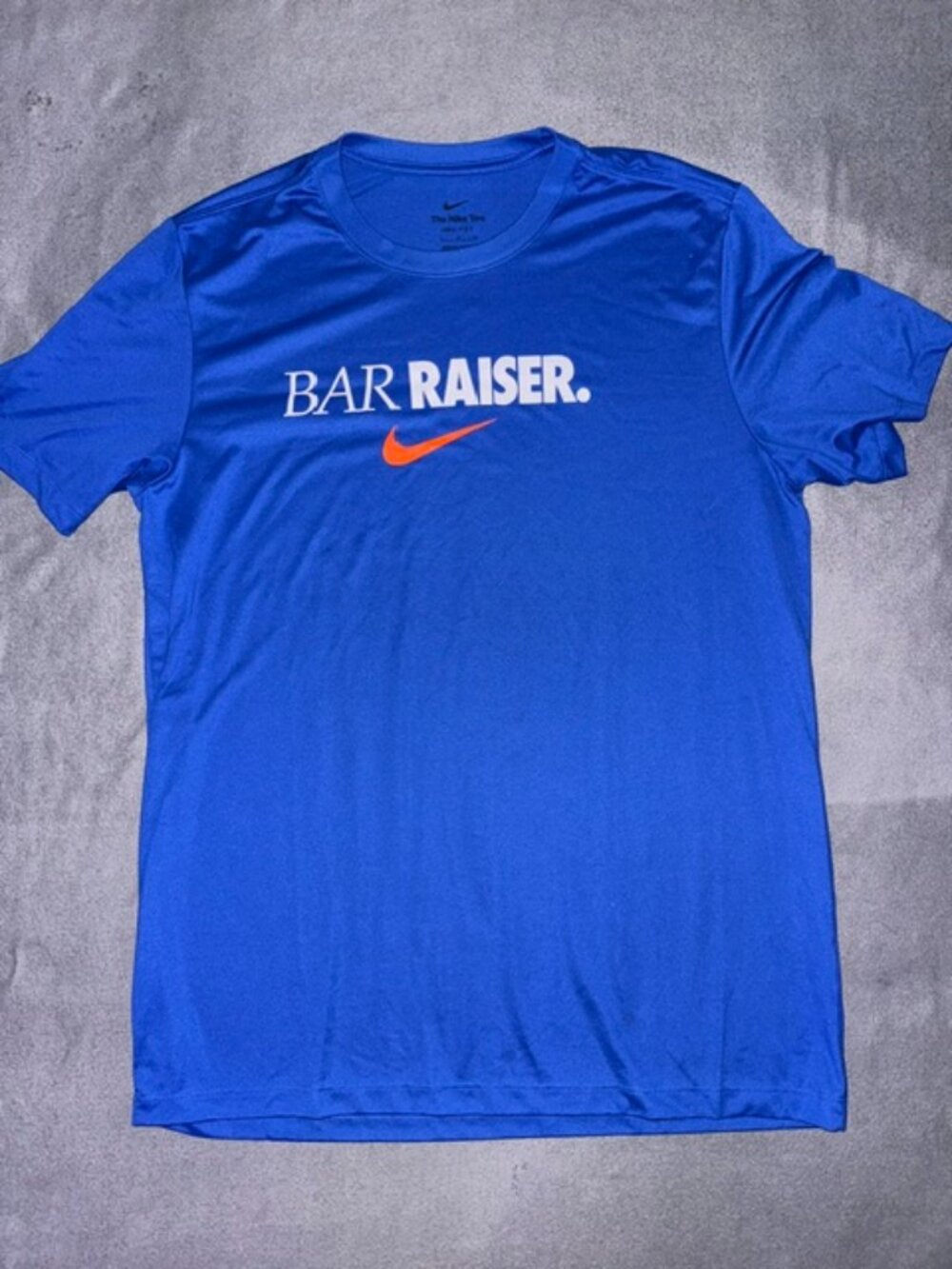 Nike Dri-FIT T-Shirt Mens Large Blue Bar Raiser Performance Athletic Tee